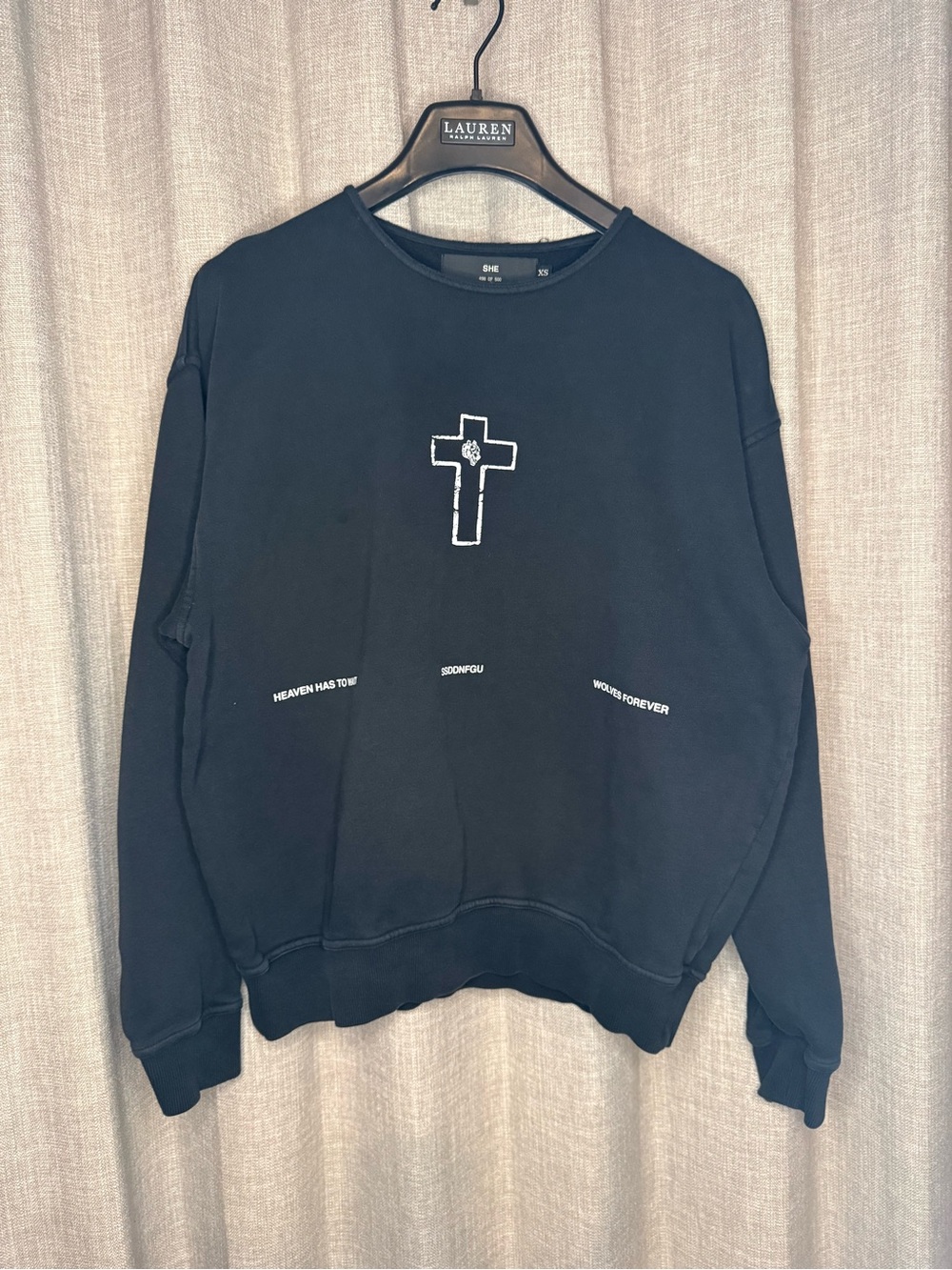 Darc Sport SHE Heaven Has To Wait Crewneck Sweatshirt XS Black - Picture 2 of 6